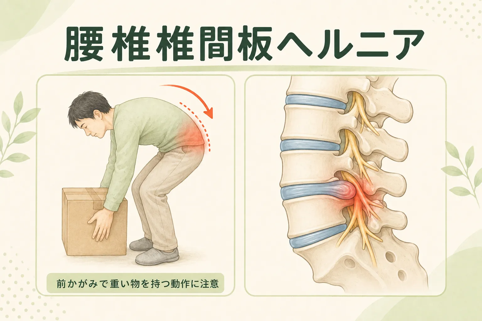 腰椎椎間板ヘルニアによる腰痛・足のしびれ